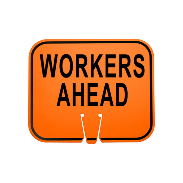 2WKH Cone Sign Legend "WORKERS AHEAD" Size: 12-3/4"w x 10-1/2"h