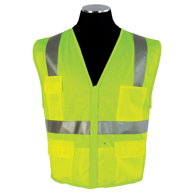 Lime Economy Vest Solid Front Zipper