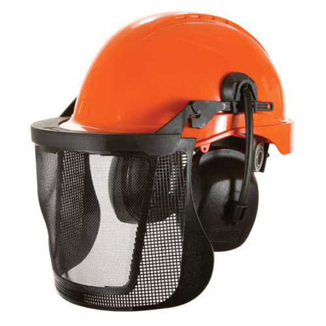 CU30R Elvex ProGuard Logger Hat w/ Nylon Mesh Visor Shield & Ear Muffs