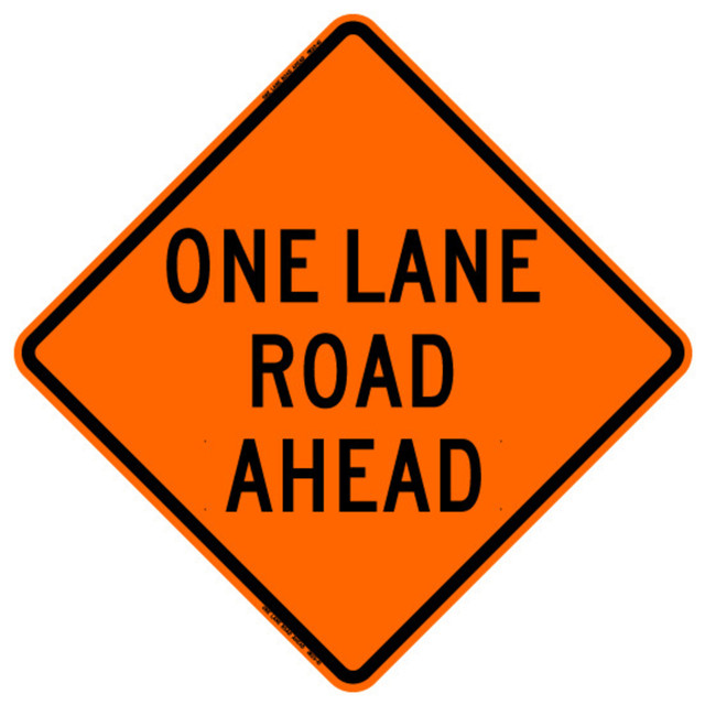 Reflective One Lane Road Ahead