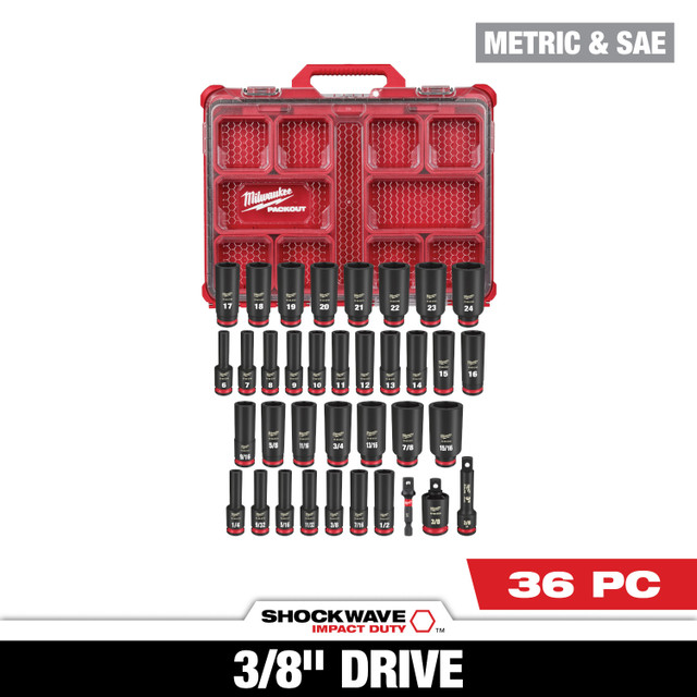 Milwaukee 36PC SHOCKWAVE™ Impact Duty Socket 3/8” Drive Set