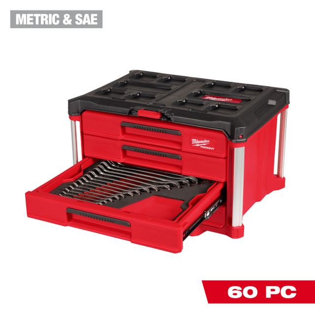 Milwaukee 60pc. Metric & SAE Combination Wrench Set with 4 Drawer Tool Box