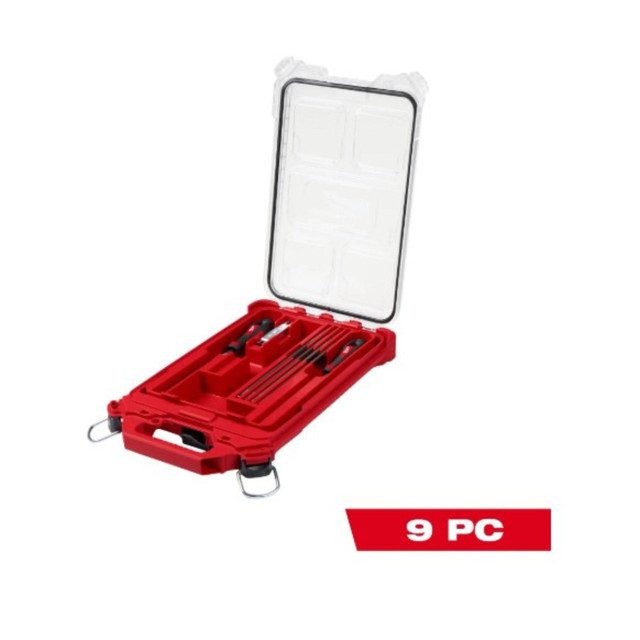 Milwaukee 9pc Saw Chain Sharpening Set with PACKOUT Low-Profile Compact Organizer