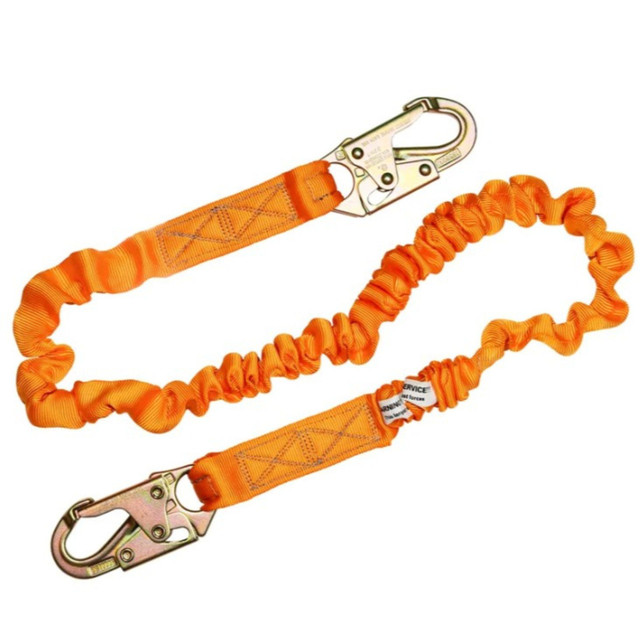 Malta 4.5' - 6' Single Leg Stretch Internal Shock Absorbing Lanyard w/ 2 Steel Snap Hooks