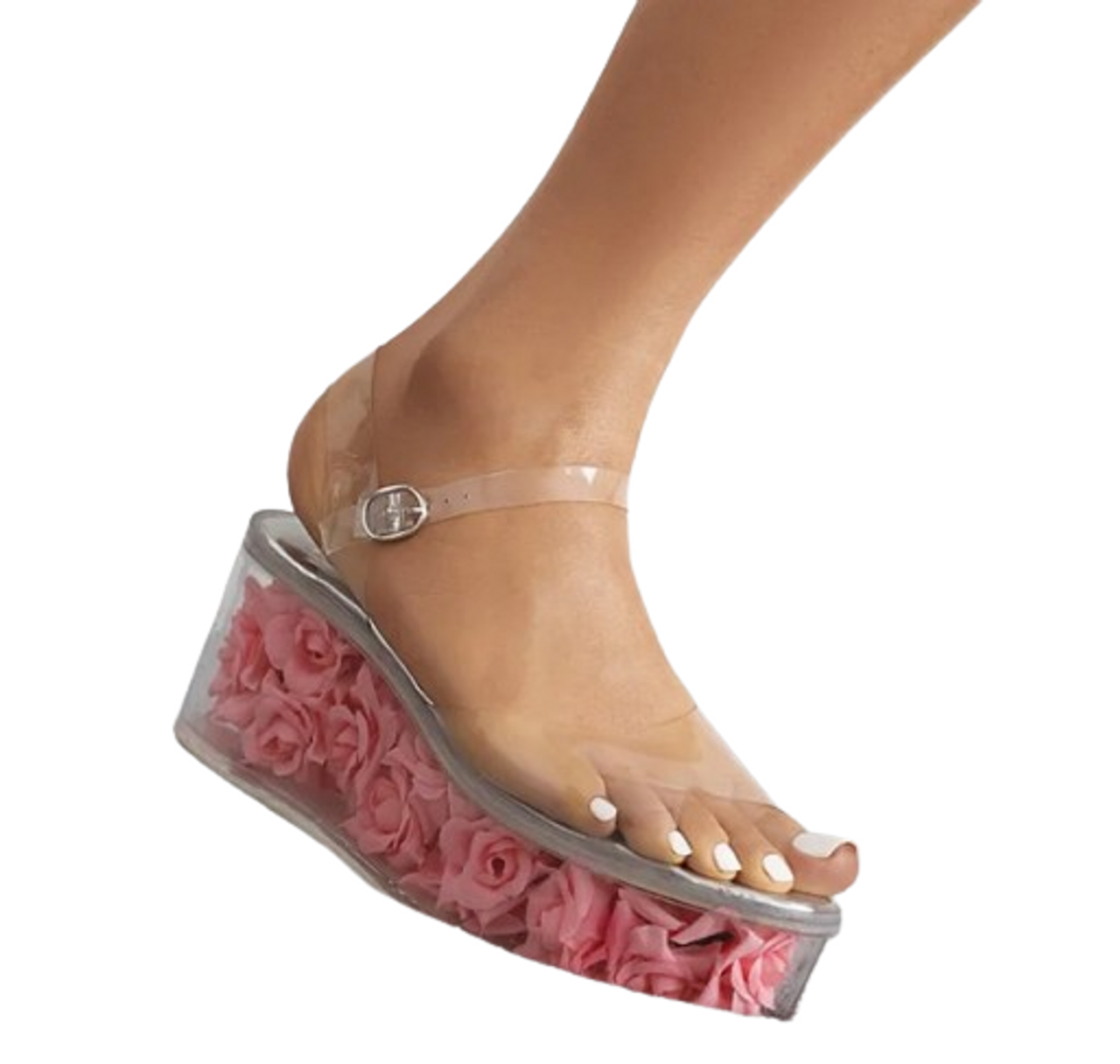 Floral heel transparent sandals