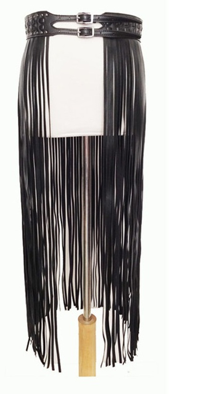 Long Fringe Leather Belt With Double Waist Buckle - PSfashiontrend