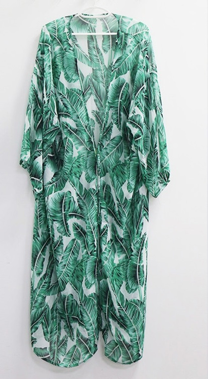 Leaf Print Swimsuit Cover Up