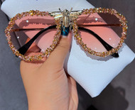 Bee Jeweled Aviator Style Sunglasses