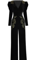 Embroidered Velvet Jumpsuit