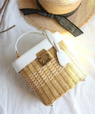 Straw and Leather Binocular Style Purse