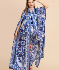 Floor Length  Porcelain Print Floral Print Cape