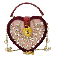 Crystal Velvet Heart Bag