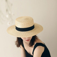 Black Ribbon Fedora Straw Hat