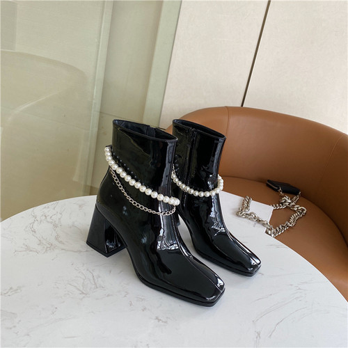 pearl buckle boots