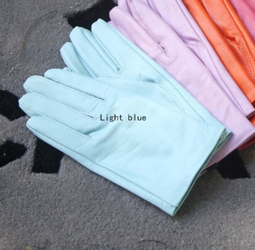 Light Blue Pastel Leather Gloves