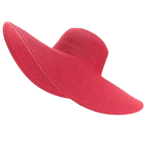 Wide Brim Red Straw Hat