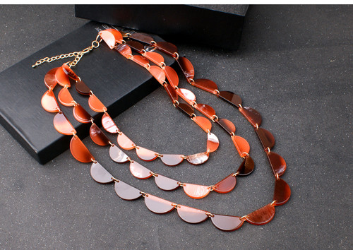 High fashion Tortoise Brown 3 Layer Resin Necklace