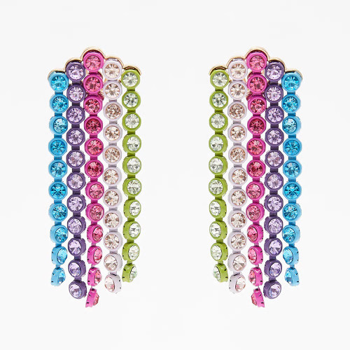 Colorful Waterfall Rhinestone Earrings 