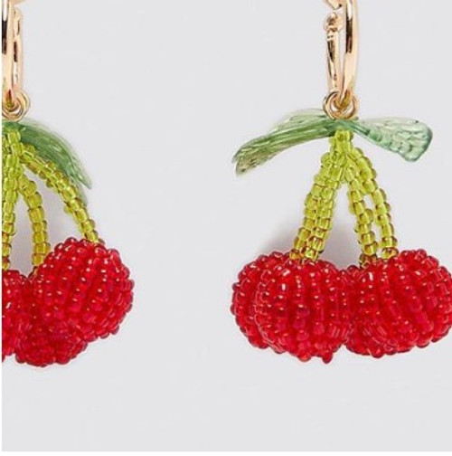 Beaded Cherry Earrings 