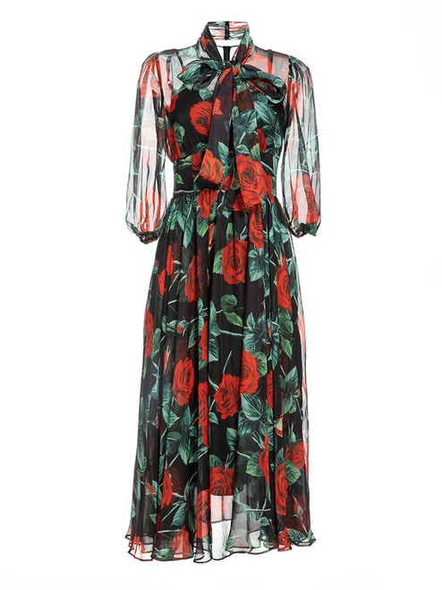 Chiffon Floral Print Dress 