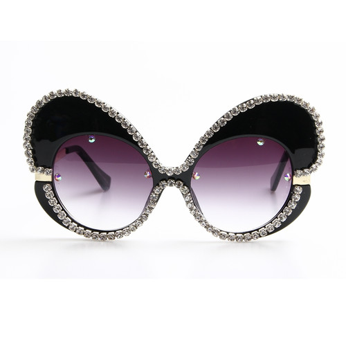Butterfly Shaped Rhinestone Over sized Sunglasses