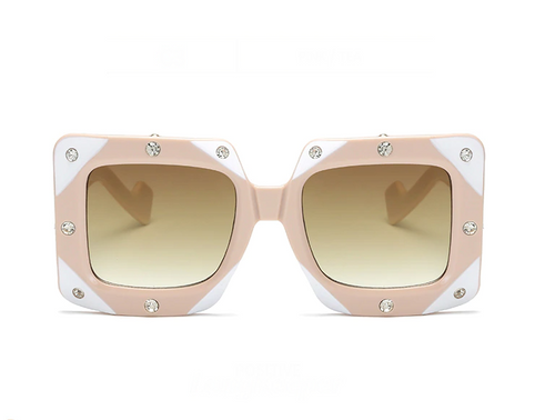 Jeweled Square rimmed Oversized Sunglasses