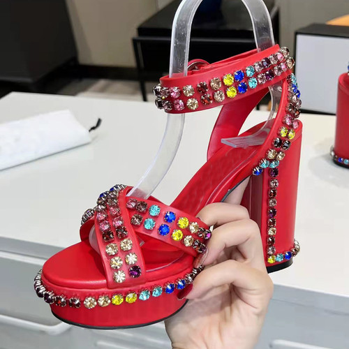 Colorful Rhinestone Platform Sandals