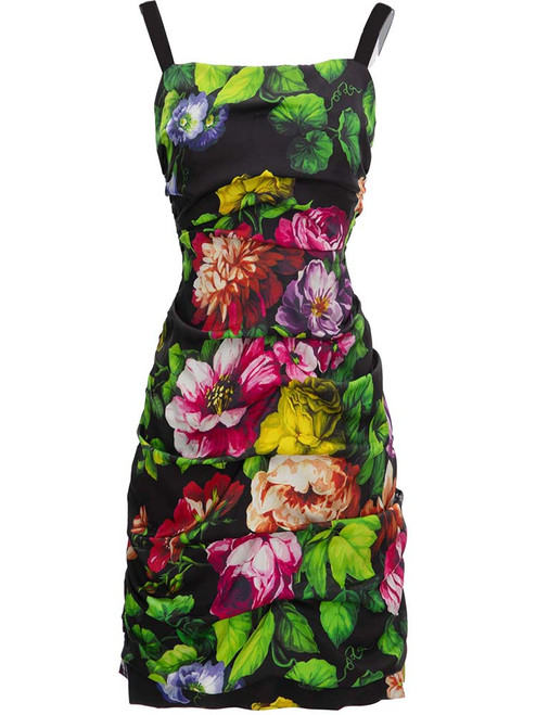 Floral Spaghetti Strap Draped Dress