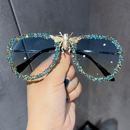 Bee Jeweled Aviator Style Sunglasses 