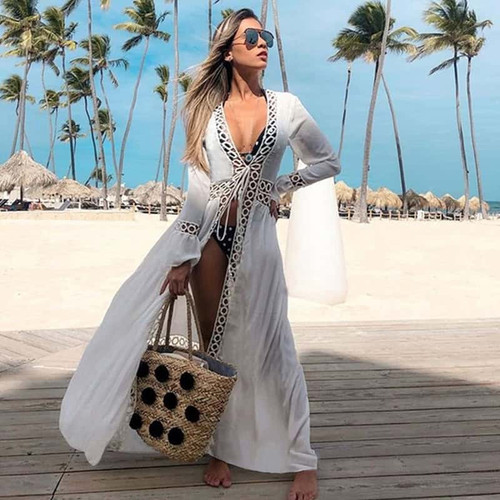 Hollowed Out Beach Cover Up Dress Tunic Pareo