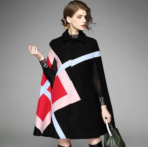 Patriotic Poncho Cape Coat 