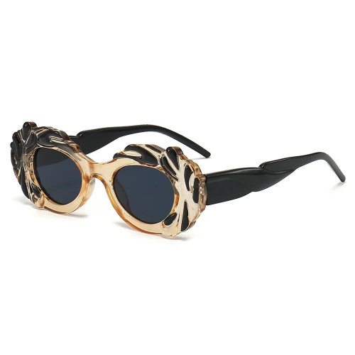 Retro Punk Leopard Oval Sunglasses