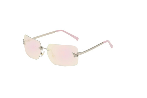 Butterfly Rimless Alloy Legs Ladies Classic Sunglasses