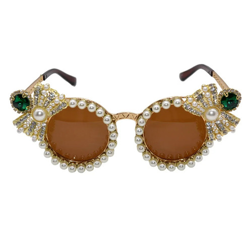 Luxury Diamond Rhinestone Sunglasses  with Round Shades