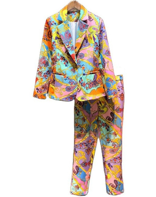 Buckle Happy Print Pant Suit