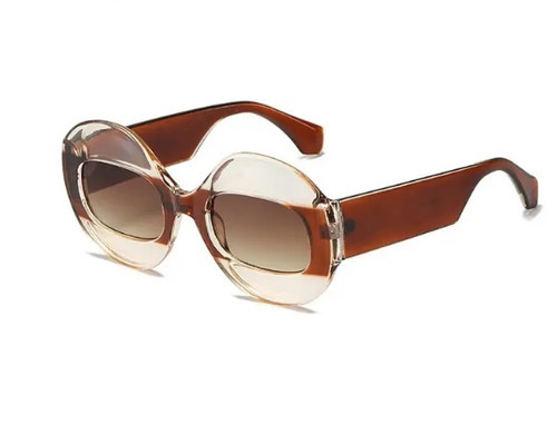 Oversized Thick Frame Transparent Brown Sunglasses