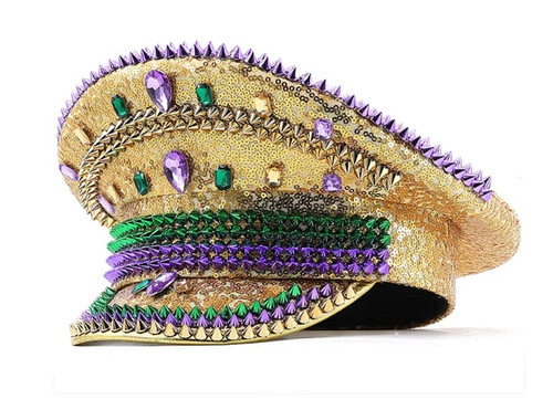 Jeweled straw captains summer hat