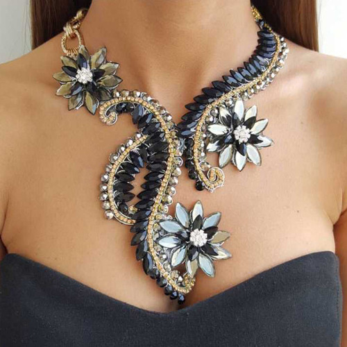 Cascading Floral  Pattern Statement Necklace