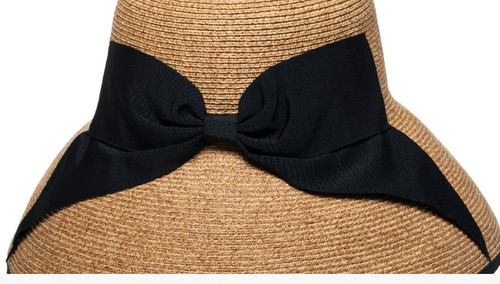 Small Brim Straw Hat With Black Bow