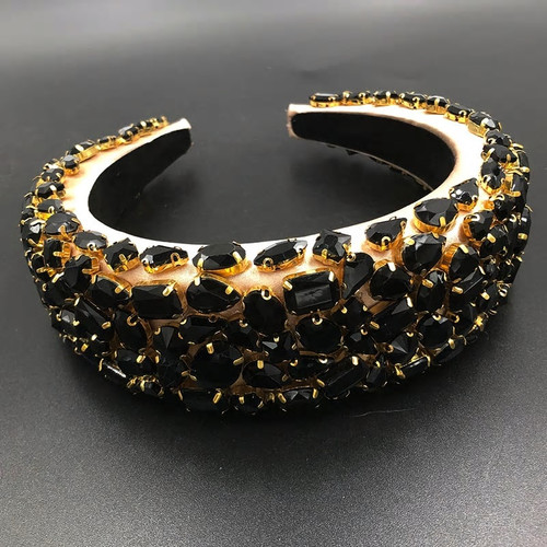 Baroque Jeweled  Black Headband