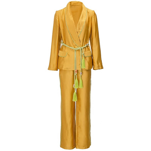 Robe Style Two Piece Gold Suit