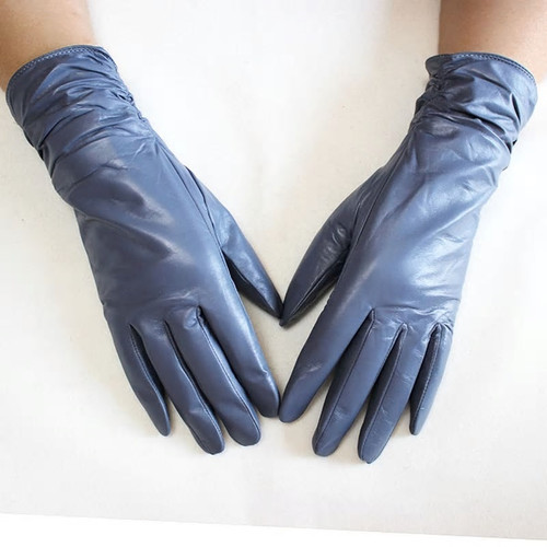 Vibrant Leather Gloves L Blue