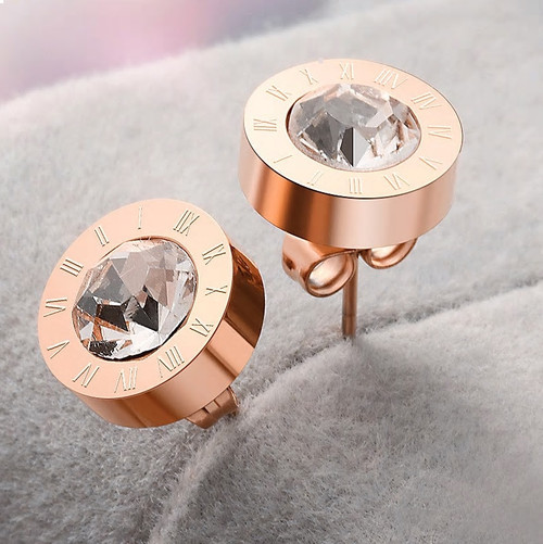 Stainless Steel Stud Earrings Rose Gold