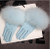 Fox Fur Pastel Blue Leather Gloves