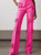 Flower Applique Straight Legged Pink Pants