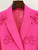 Flower Applique Double Breasted Fuchsia Jacket 