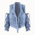 Removable Sleeve Distressed Blue Jean Jacket 