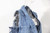 Removable Sleeve Distressed Blue Jean Jacket 
