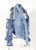 Removable Sleeve Distressed Blue Jean Jacket 