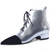 Genuine Metallic Leather Lace Up  Ankle Boots